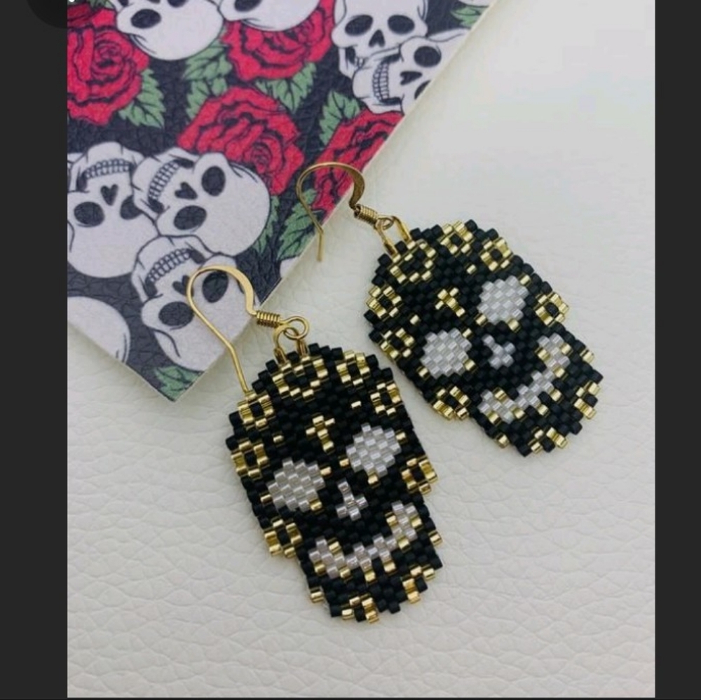 Sugar Skull Beaded Earrings